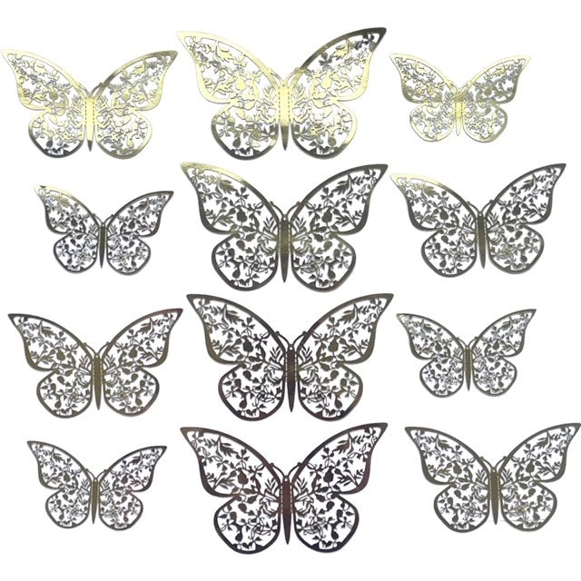 Gold butterfly 3d wall stickers