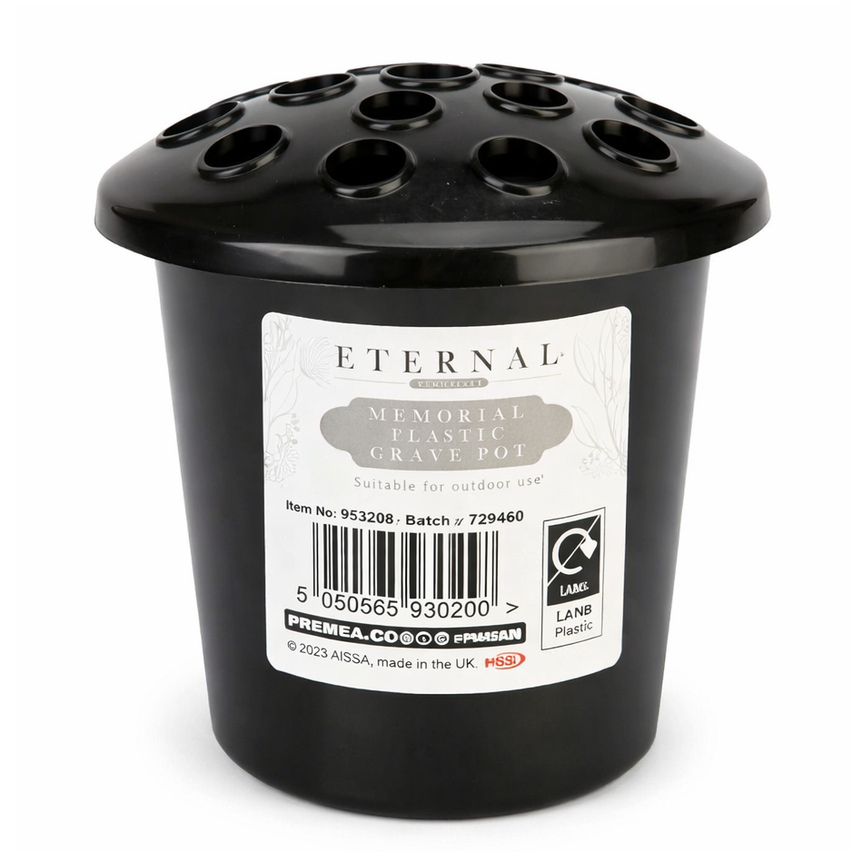 Grave Pot Insert with Lid - Flower Vase Holder For Memorial Cemetery Grave Stone