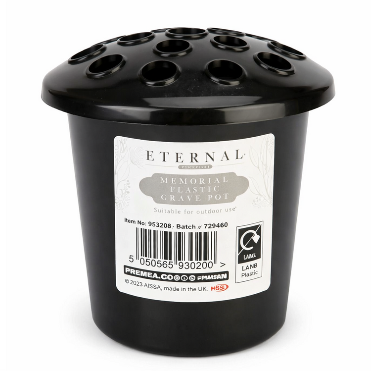 Grave Pot Insert with Lid - Flower Vase Holder For Memorial Cemetery Grave Stone