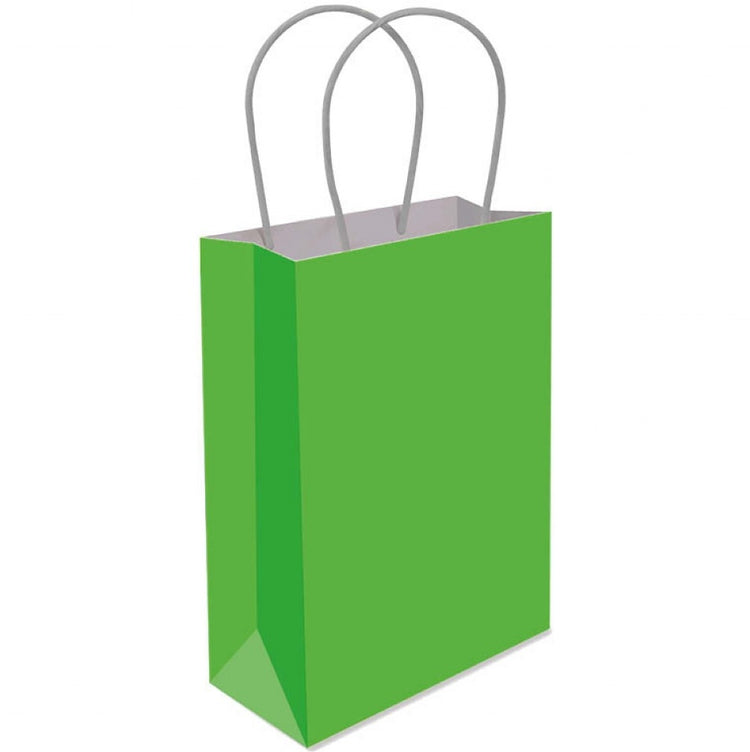 Green Party Gift Bag With Handles Small Present Loot Favours Paper Bags
