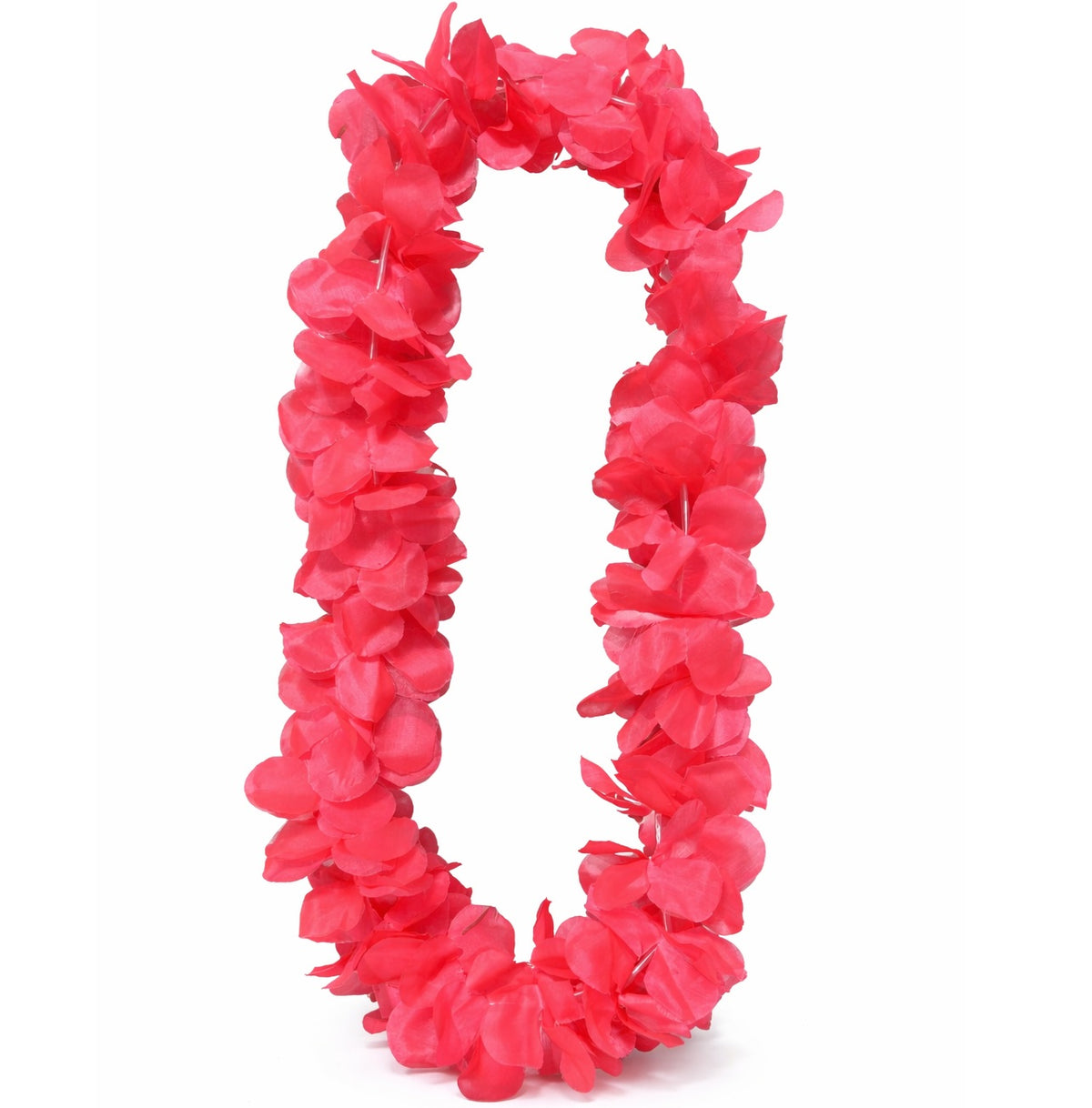 Pink floral lei on a white background