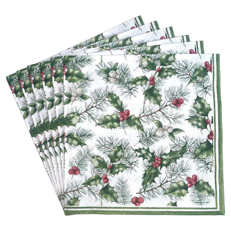 Christmas Tableware Holly and mistletoe napkins