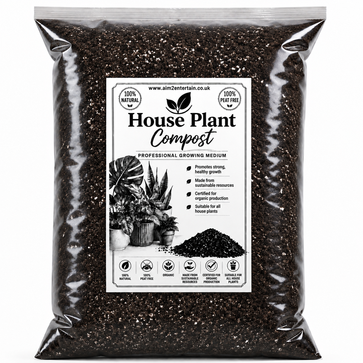 Organic House Plant Compost Fast-Drain Mix with added Perlite Indoor Plant Soil