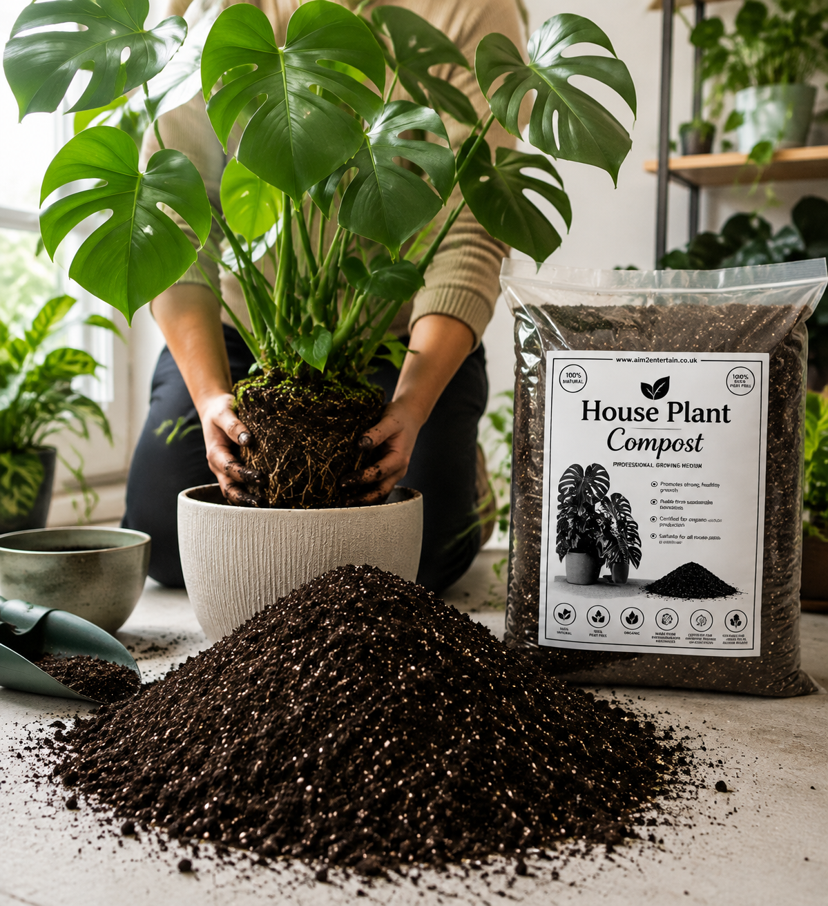 Organic House Plant Compost Fast-Drain Mix with added Perlite Indoor Plant Soil