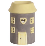 small ceramic house tea light wax melter oil burner in grey