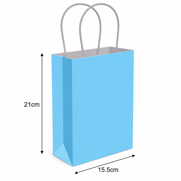 Light Blue Party Gift Bag With Handles Small Present Loot Favours Paper Bags