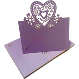 lilac heart place cards