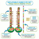 Inflatable limbo set with poles and posts on a white background