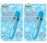 Two packages of PlayWrite Magic Snow with blue snowflake designs on a light blue background.