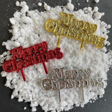 merry christmas sign cake topper on snow