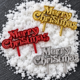 Christmas Cake Topper Merry Xmas Cake Yule Log Table Decoration Sign