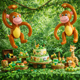 Inflatable monkey toy with jungle party setting