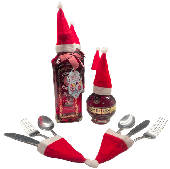mini christmas hat bottle topper cutlery holders