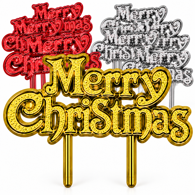Christmas Cake Topper Merry Xmas Cake Yule Log Table Decoration Sign