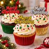 Christmas Cake Topper Merry Xmas Cake Yule Log Table Decoration Sign