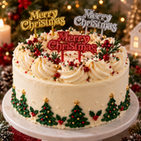 Christmas Cake Topper Merry Xmas Cake Yule Log Table Decoration Sign