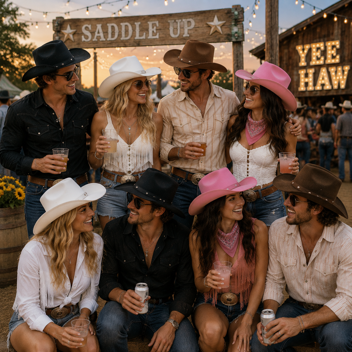 Adult Texan Cowgirl Cowboy Hat Wild West Hen Stag Fancy Dress Party Mens Women