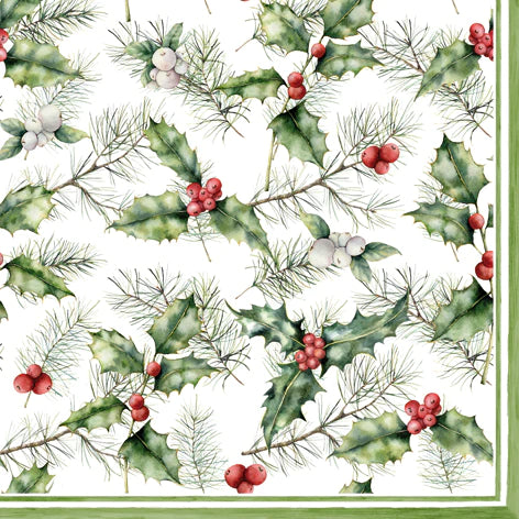 Christmas Tableware Holly and mistletoe napkins