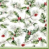 Christmas Tableware Holly and mistletoe napkins