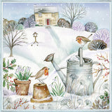 Christmas Tableware robin and water can napkins