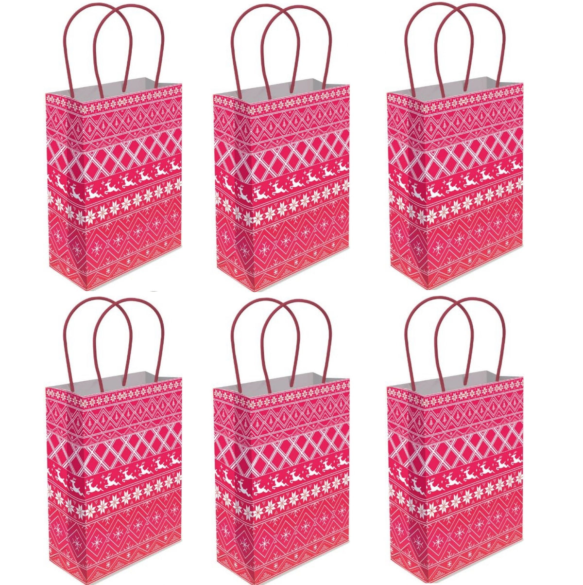 Christmas Gift Bags With Handles Red Nordic Paper Party Bag