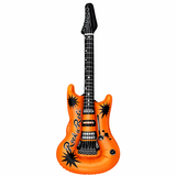 Inflatable guitar with 'Rock & Roll' text on a white background