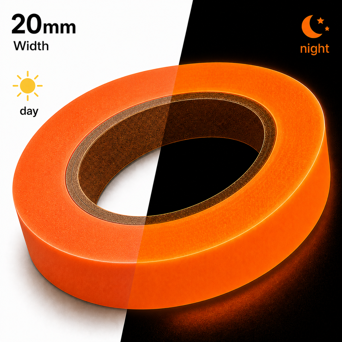 Orange Glow In The Dark Sticky Tape Self Adhesive Luminous Safety Sticker Roll