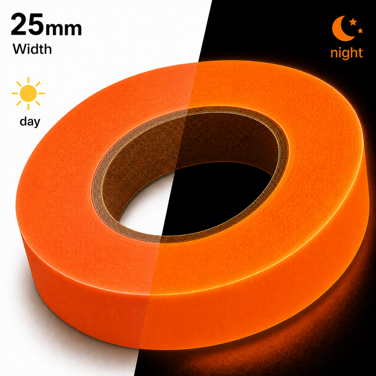 Orange Glow In The Dark Sticky Tape Self Adhesive Luminous Safety Sticker Roll