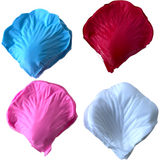 Silk rose petals in blue, red, white and pink