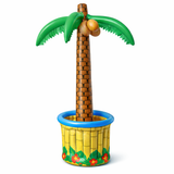 Inflatable palm tree with a cup holder on a white background