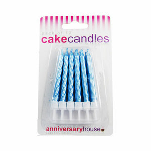 pack of 12 pearescent cake candles pink and blue
