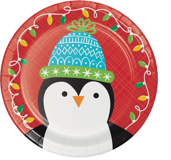 Penguin Christmas party plates