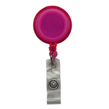 pink round retractable id badge holder keyring