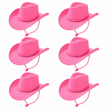 Pink Cowboy Hat - Pack of 6 - Western Cowgirl Fancy Dress Party Festival Hen Do
