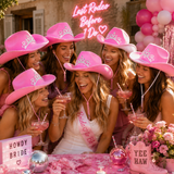 Pink Cowgirl Hat Adult Western Fancy Dress Hen Do Tiara Cowboy