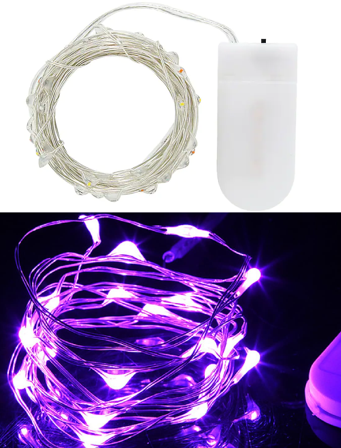 purple 20 LED string fairy lights 2m length