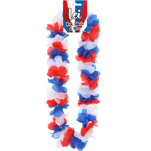 Red White and Blue Lei Hula Garland