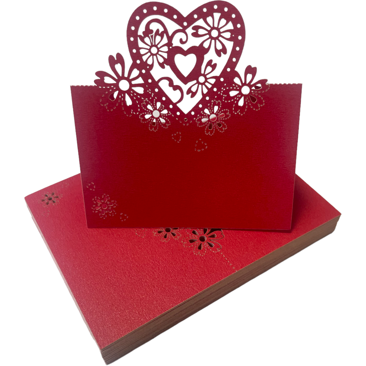 red heart place cards for valentines day