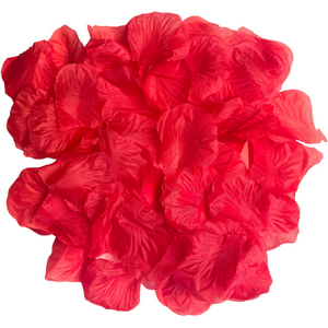 Artificial rose petals in blue, red, white and pink