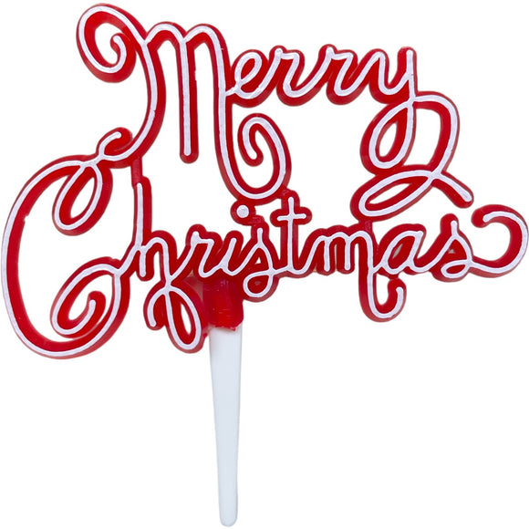 Merry Christmas cake topper in red and white