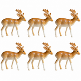 6pc Reindeer Cake Topper Set Christmas Yule Log Mini Festive Winter Decoration
