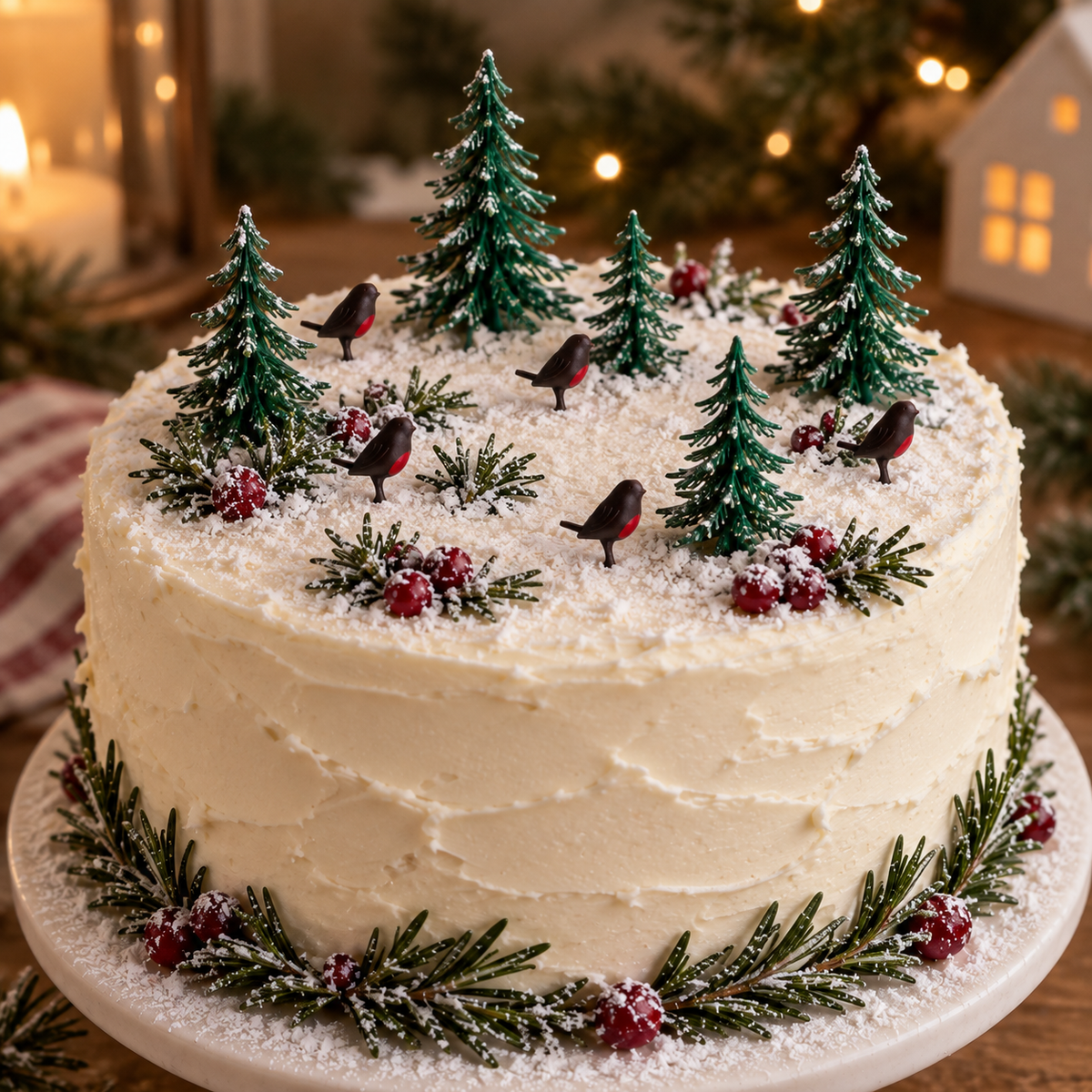 Robin Christmas Cake Topper Mini Plastic Yule Log Cupcake Bird Decoration 1-24pc