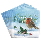 Christmas Tableware robin and snowdrops napkins