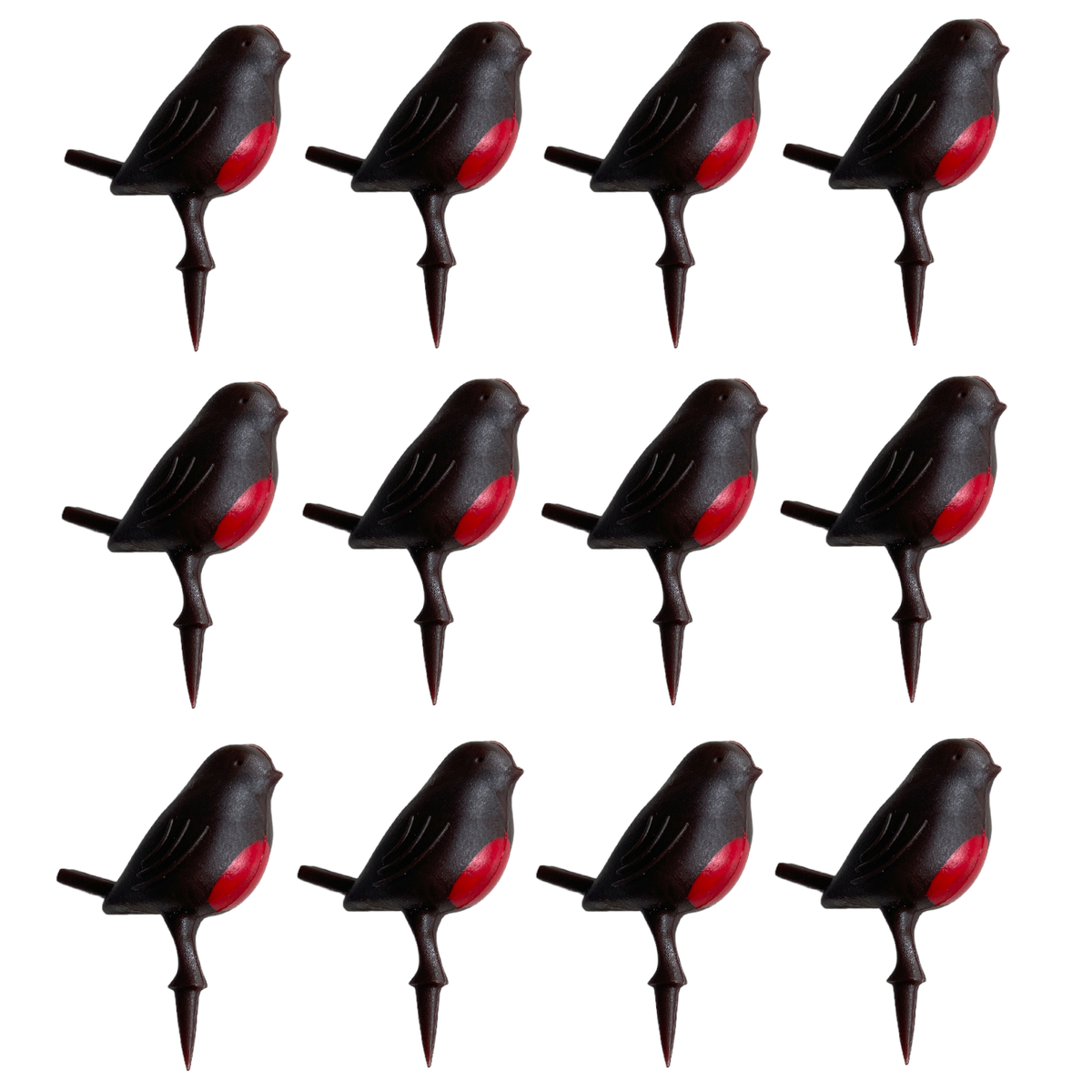 Robin Christmas Cake Topper Mini Plastic Yule Log Cupcake Bird Decoration 1-24pc