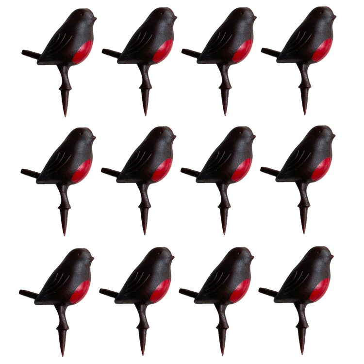 Robin Christmas Cake Topper Mini Plastic Yule Log Cupcake Bird Decoration 1-24pc
