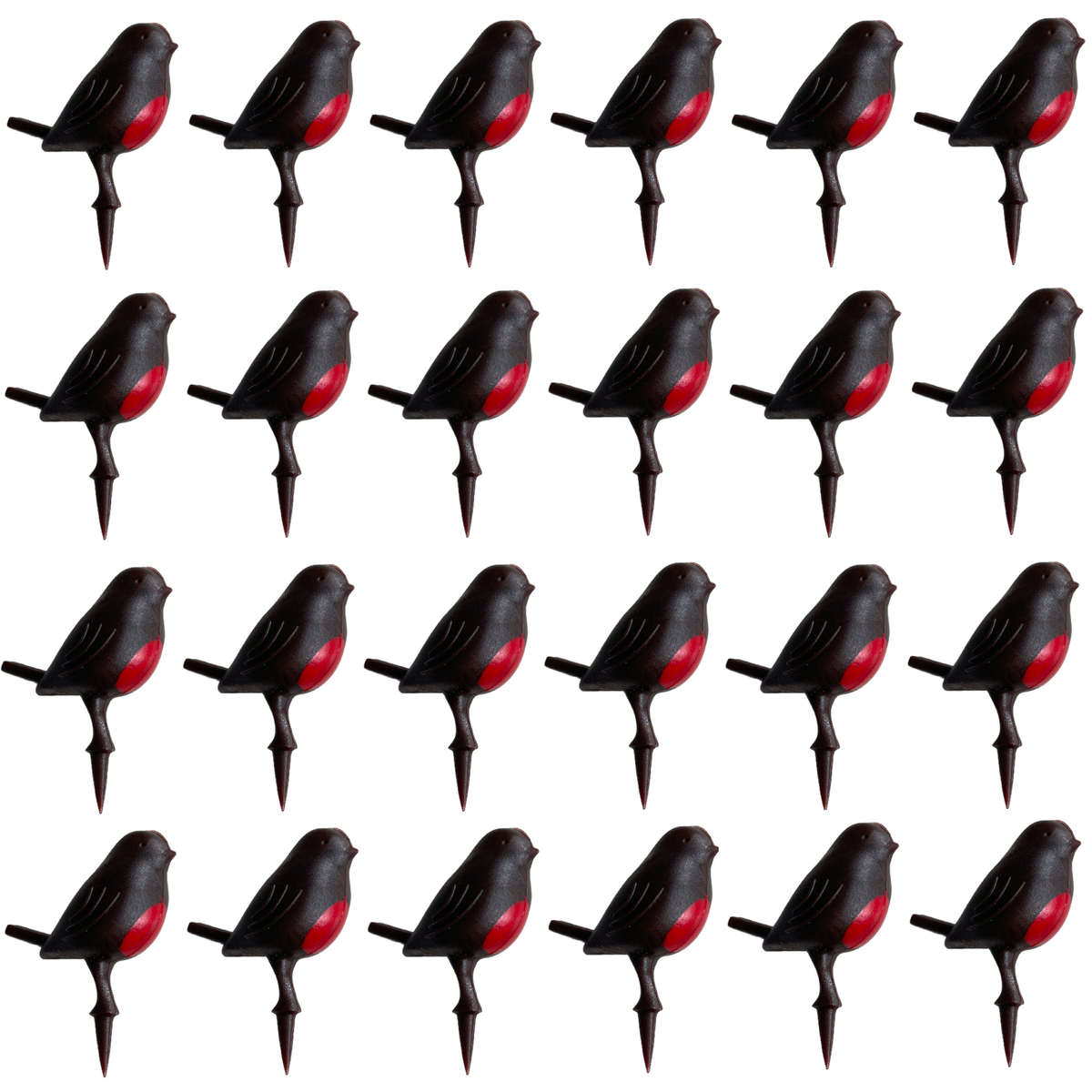 Robin Christmas Cake Topper Mini Plastic Yule Log Cupcake Bird Decoration 1-24pc