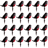 Robin Christmas Cake Topper Mini Plastic Yule Log Cupcake Bird Decoration 1-24pc