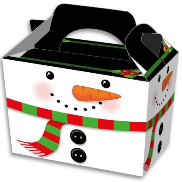 Snowman Christmas Treat Gift Box Kids Xmas Eve Party Bag Food Lunch Boxes