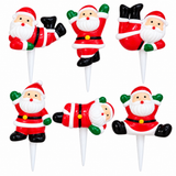 Christmas Cake Toppers Xmas Decorations Festive Yule Log Cupcake Pudding Picks