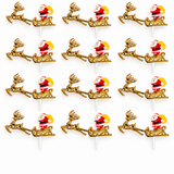 Santa Sleigh Christmas Cake Topper Yule Log Cupcake Festive Decoration 1-24pc